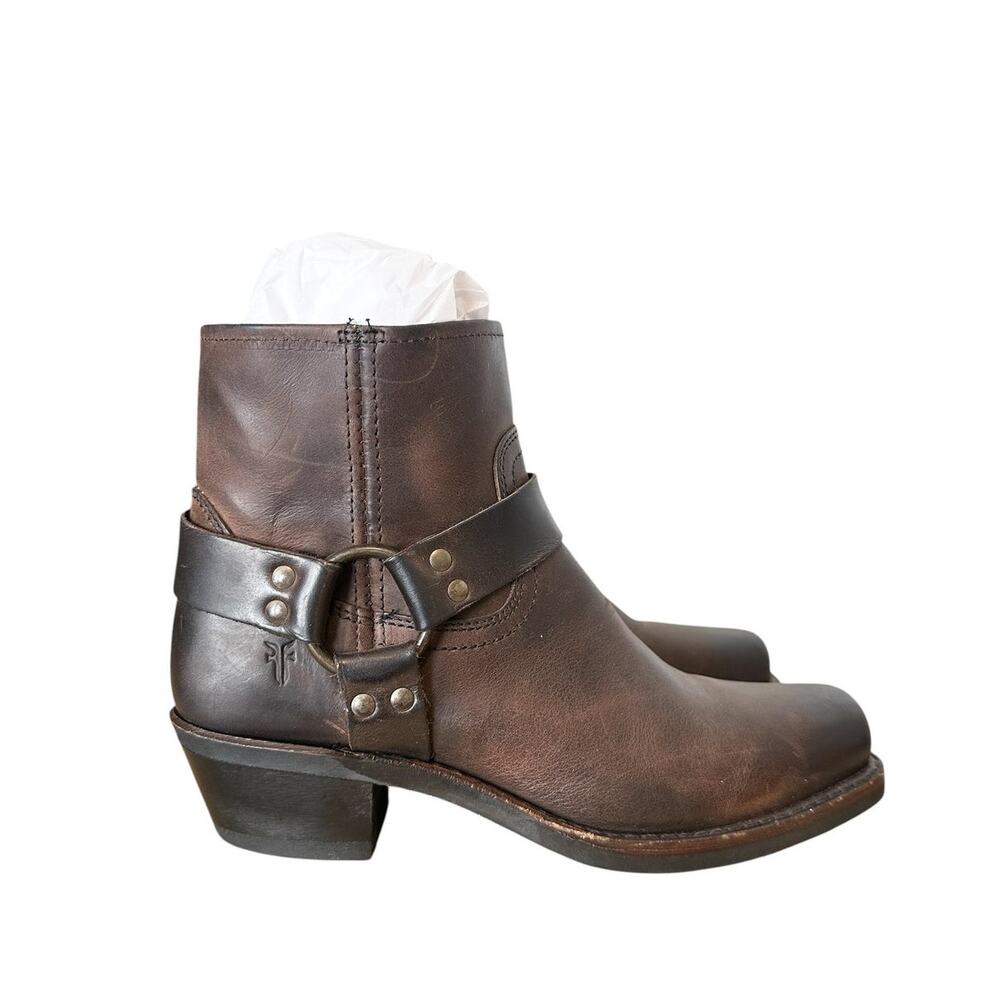 Frye Vintage Smoke Brown Harness Ankle Boots Y2K Size 9.5